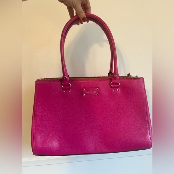 Kate Spade Wellesley Martine Crossgrain Pink Leather Tote - Picture 2 of 6